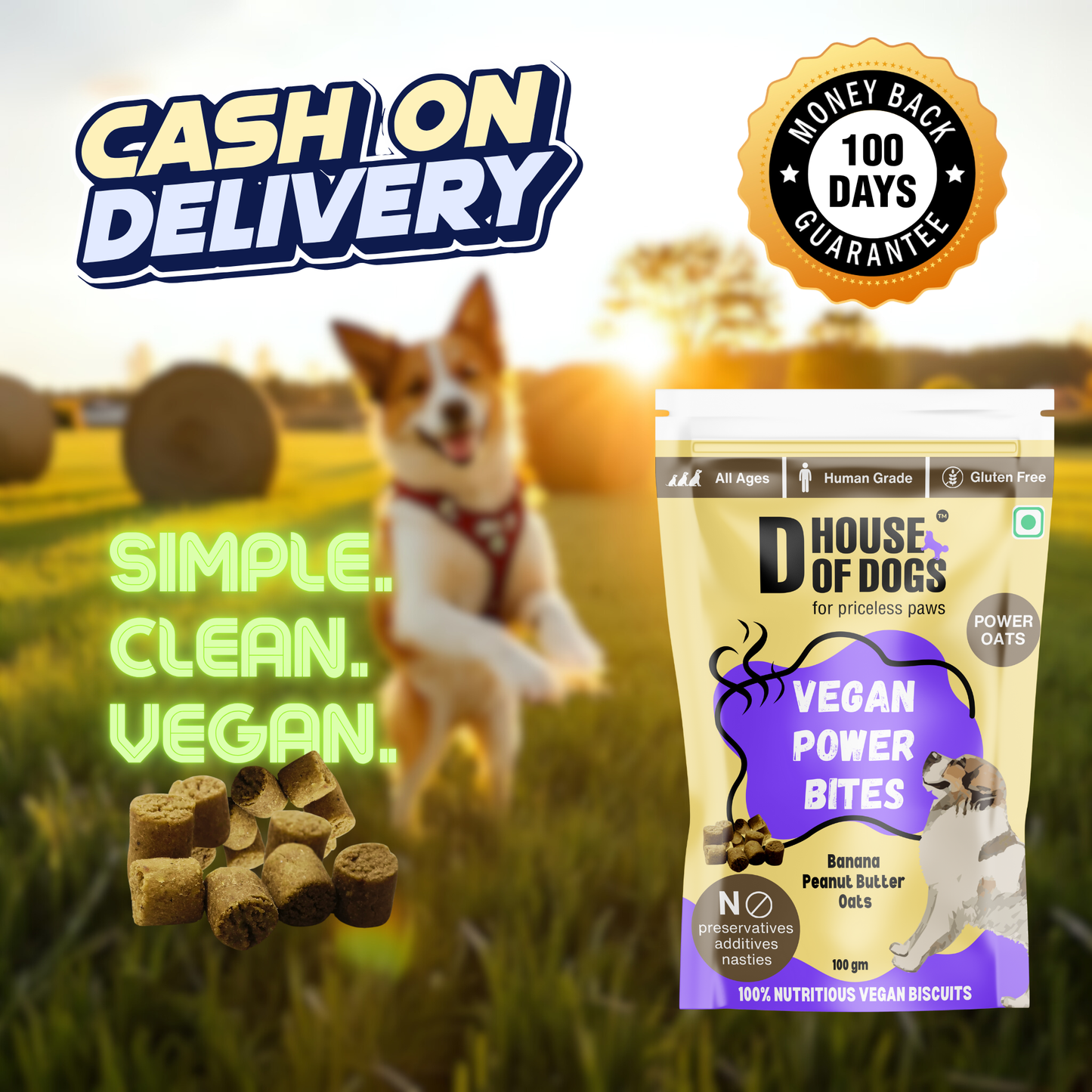 100% Vegan Banana Organic Peanut Butter & Power Oats bites
