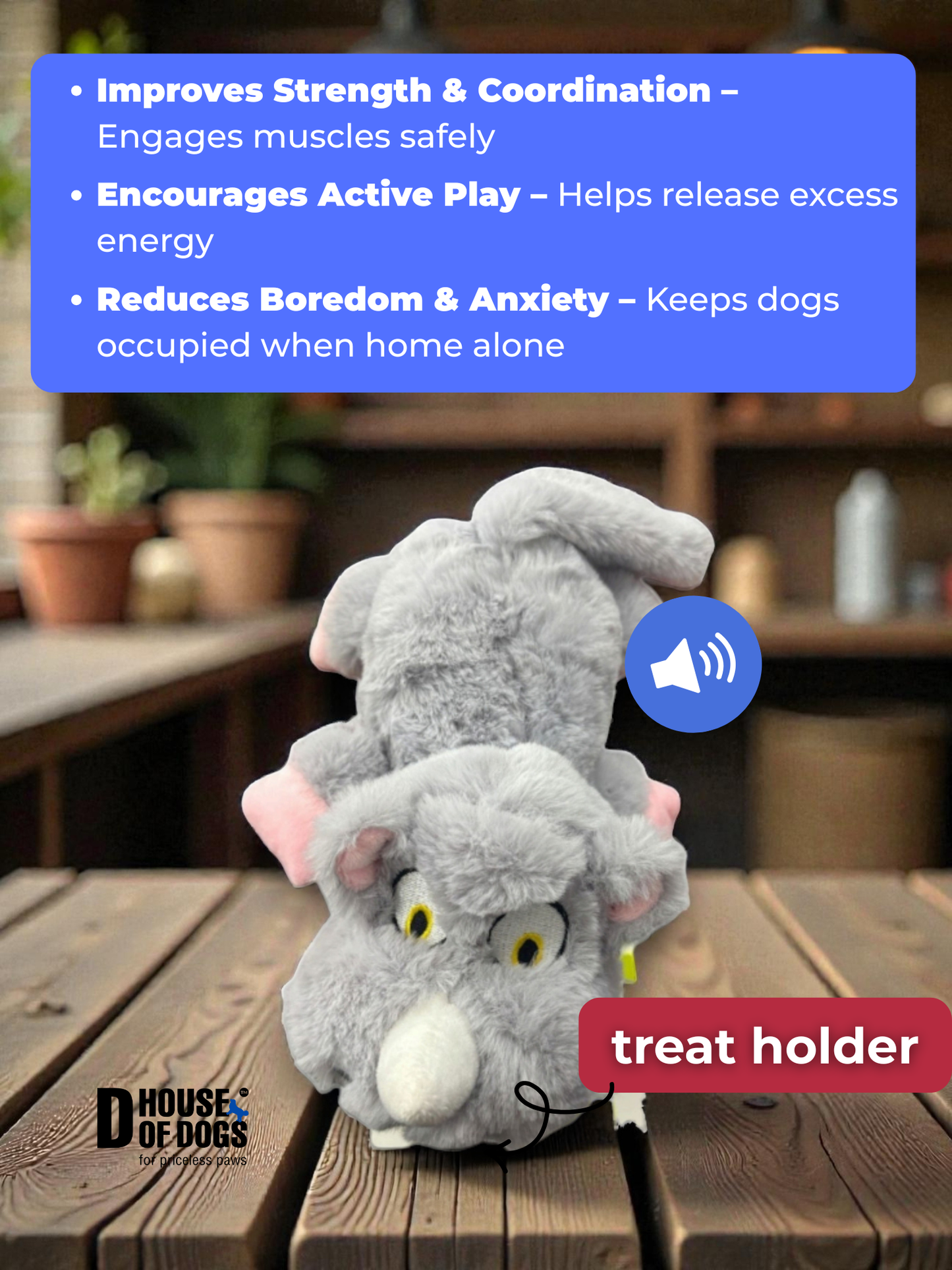 Smiley Teeth Large Plush Pet Toy with Hidden Treat Pocket – Squeaky, Soft & Built for Fun