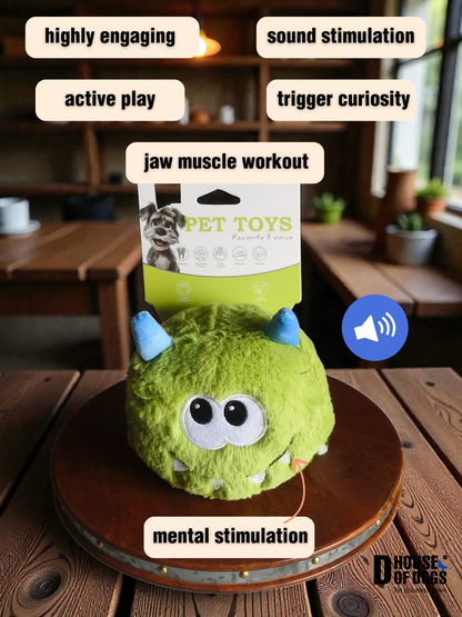 Monster ball attack plush squeaker toy for dogs and cats