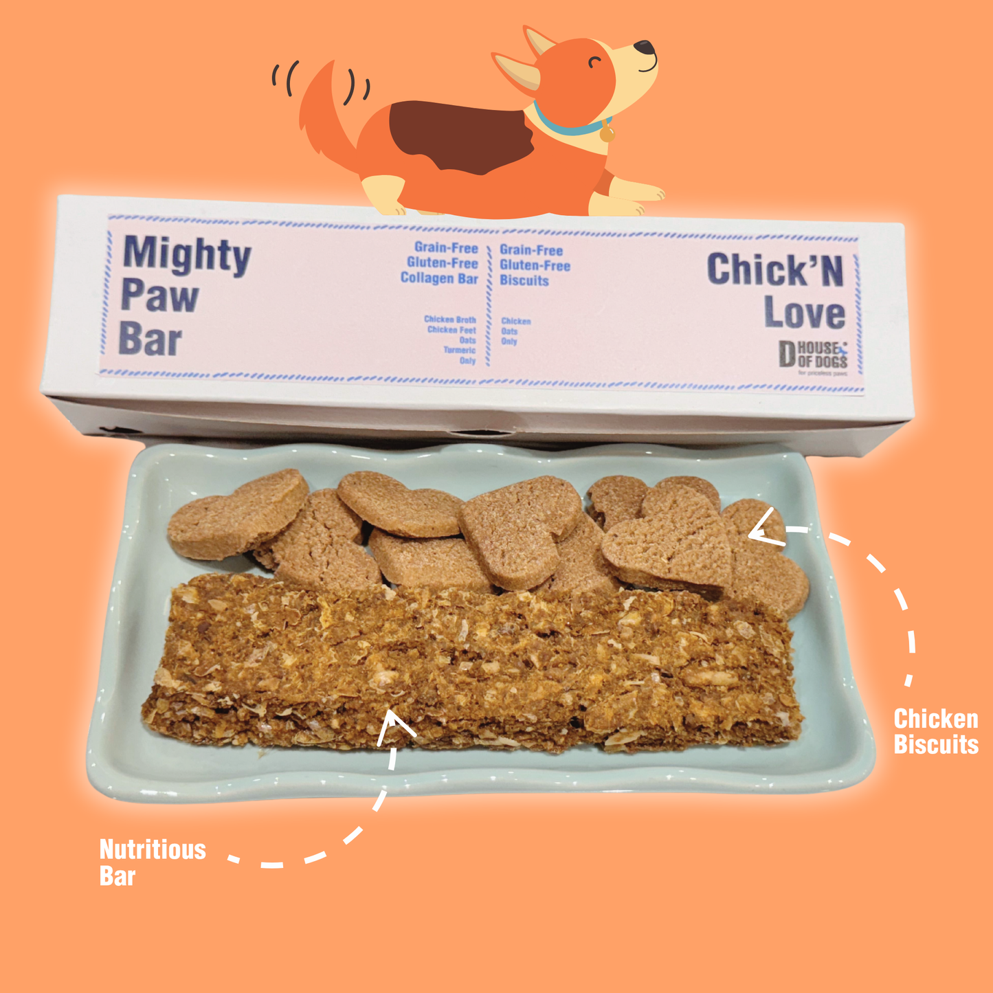 Nutrition Hamper Mighty Treat Box for Pets – MightyPaw Bar  + Chick'nLove Biscuits