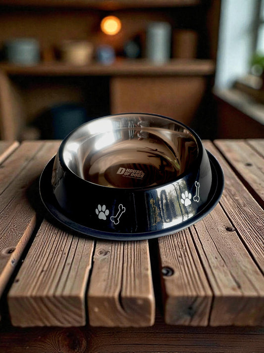 Classy Black Enamel Steel Pet Bowl