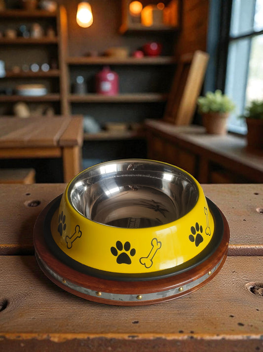Sunshine Yellow Enamel Steel Pet Bowl