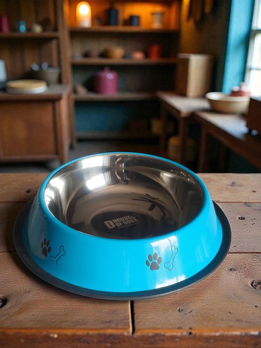 Brilliant Blue Enamel Steel Pet Bowl