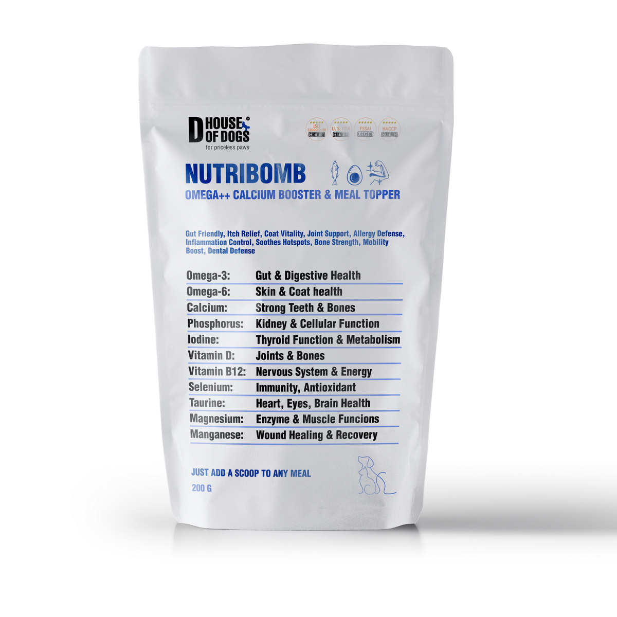 NUTRIBOMB - Fish Omegas, Calcium, Turmeric Meal Topper – DHouseOfDogs Store