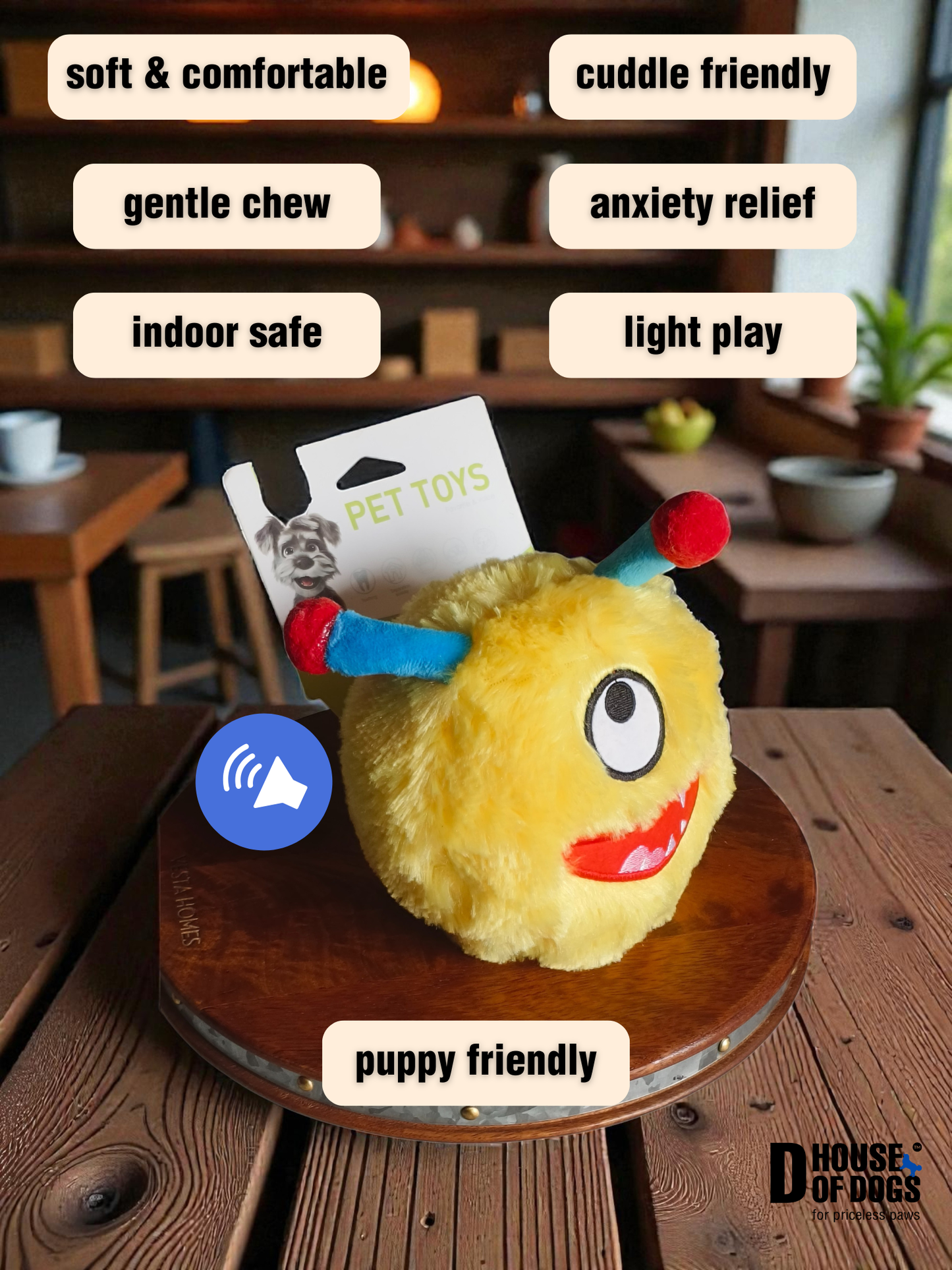 Monster ball attack plush squeaker toy for dogs and cats